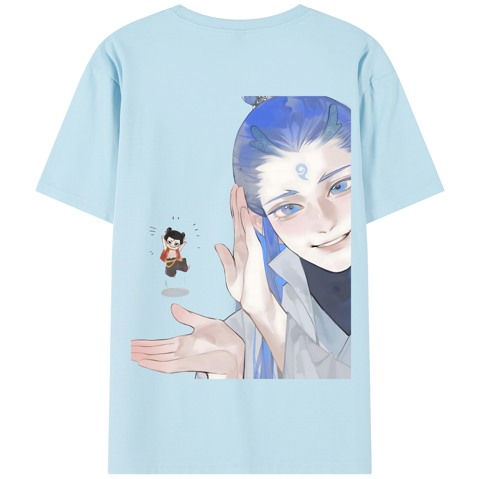 （画像用） Ne Zha 2 ナタ 魔童の大暴れ 綿100％半袖Tシャツ（背面プリント）